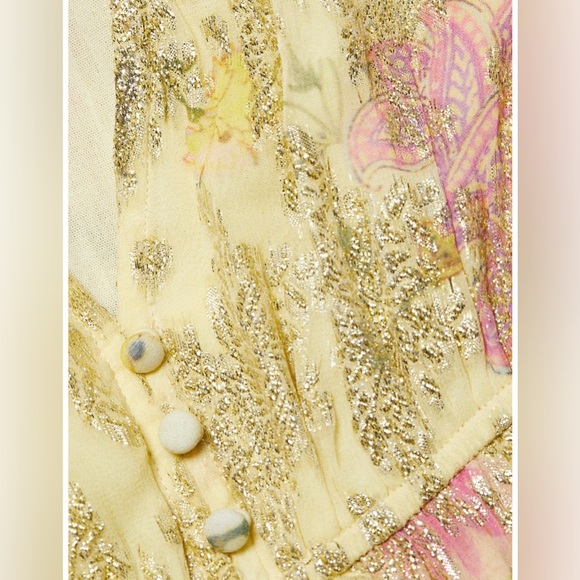 HEMANT AND NANDITA size M Short Dress Summer Floral Long Sleeve Ruffle Revolve - Picture 3 of 5